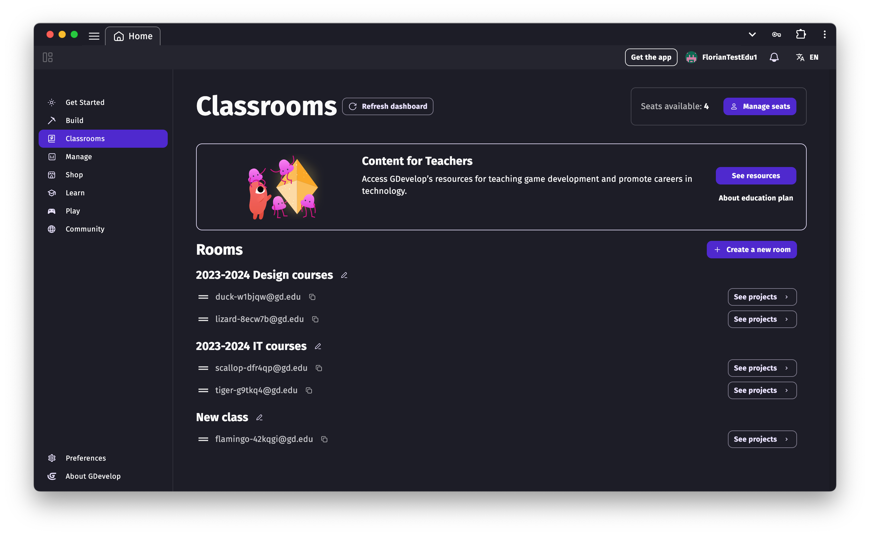 The Classroom Tab to handle students